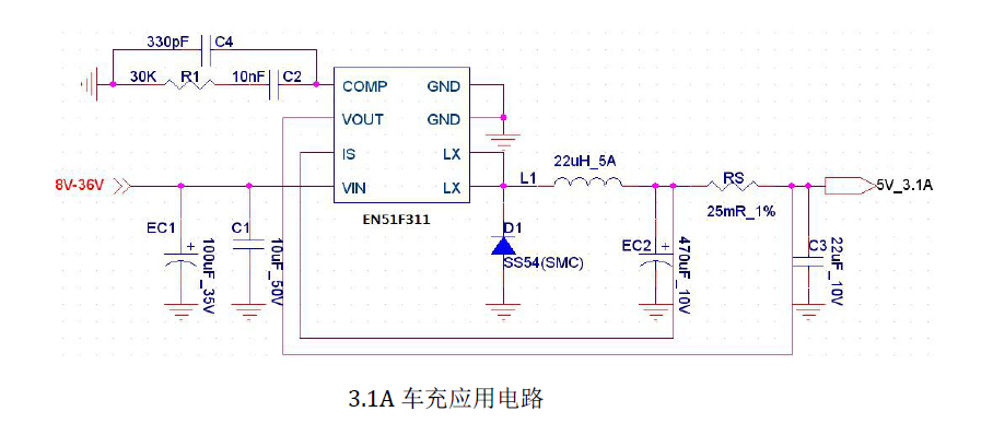  车载充电器方案IC芯片原理图