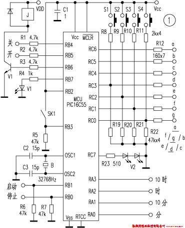 PIC16C55单片机控制多用电子钟1